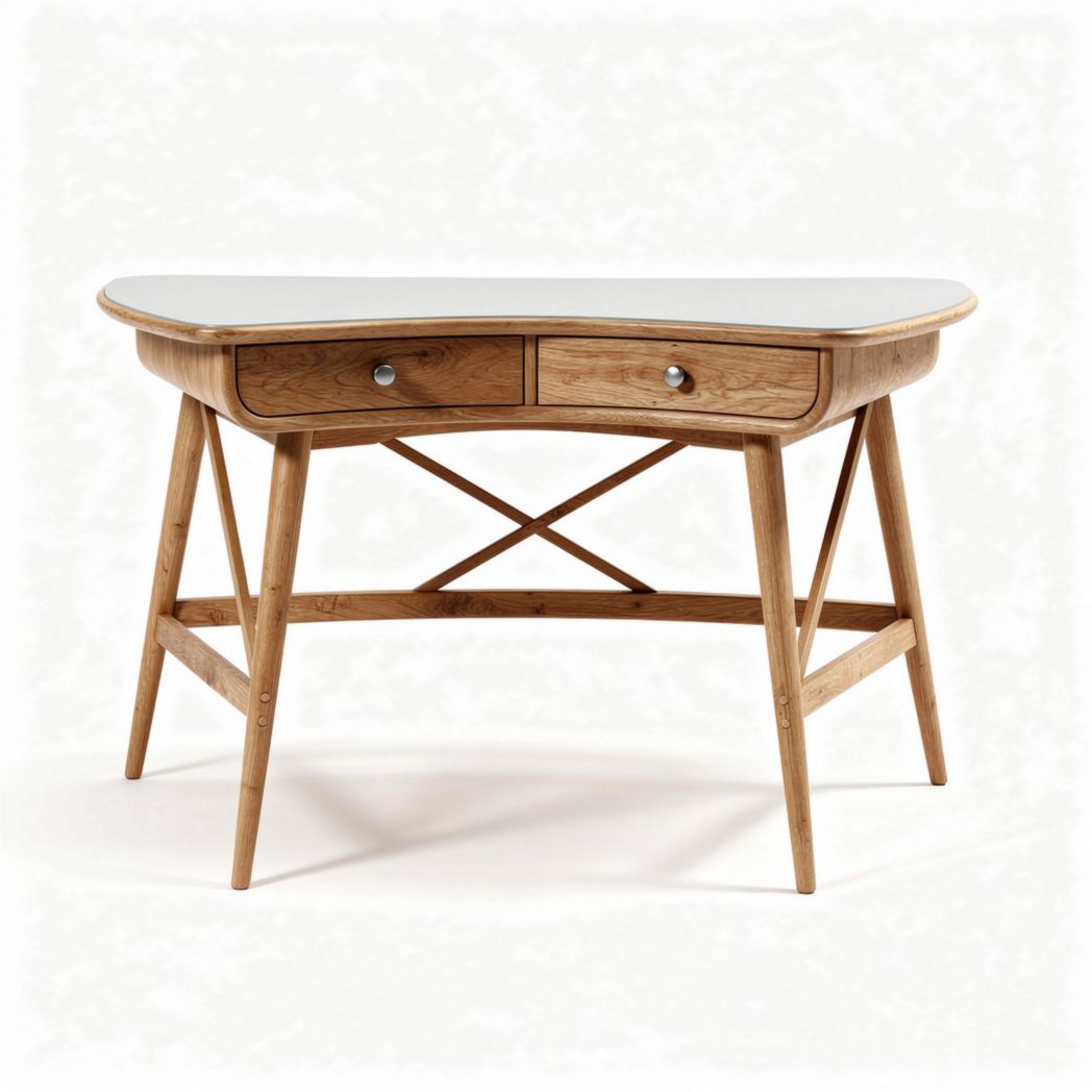 Scrivania moderna in legno con piano in marmo bianco e dimensioni 120 x 60 x 75cm