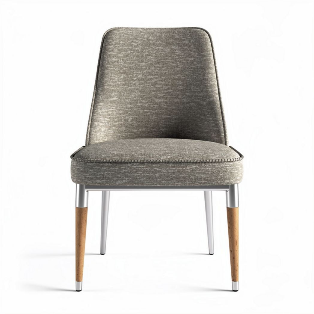 Sedia moderna in tessuto grigio con gambe in metallo e legno 45 x 50 x 80cm