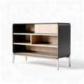 Mobiletto in legno di rovere e metallo nero 90 x 40 x 60cm con ripiani regolabili