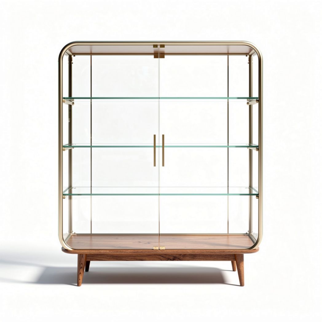 Vetrina in legno e vetro con ripiani regolabili 80 x 40 x 150cm