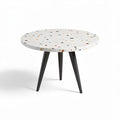Tavolino rotondo in terrazzo con gambe nere 50 x 50 x 45 cm