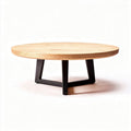 Tavolino da caffè rotondo in legno di faggio e metallo nero 100 x 100 x 30cm