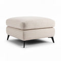 Pouf quadrato in tessuto beige con dimensioni 60 x 60 x 45cm e base in metallo nera