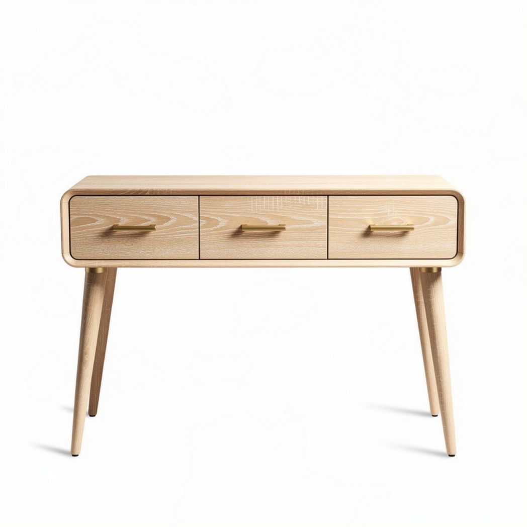 Scrivania in legno naturale con tre cassetti dimensioni 100 x 40 x 75cm
