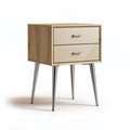 Comò in legno con due cassetti e gambe metalliche alte 60 x 40 x 50cm