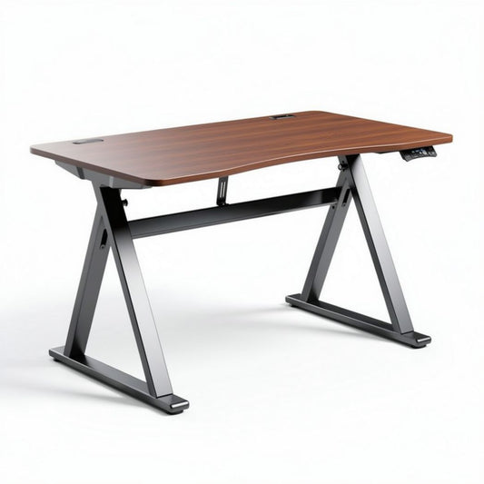 Scrivania regolabile in altezza in legno di bambù 120 x 60 x 75cm nera