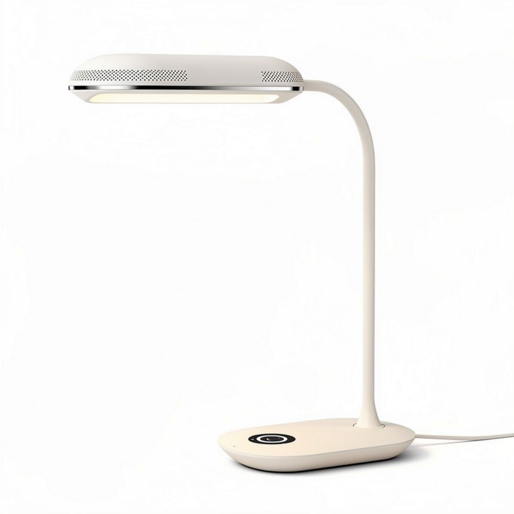 Lampada da tavolo a LED con dimmer in metallo bianco e design moderno 30 x 15 x 50cm