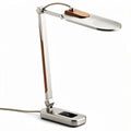 Lampada da scrivania regolabile in metallo e legno colore argento 48 x 18 x 45cm